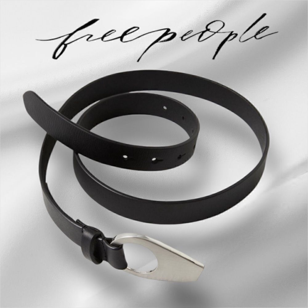 Free People Women’s Monroe Leather Belt with Silver Hardware in the Size M/L